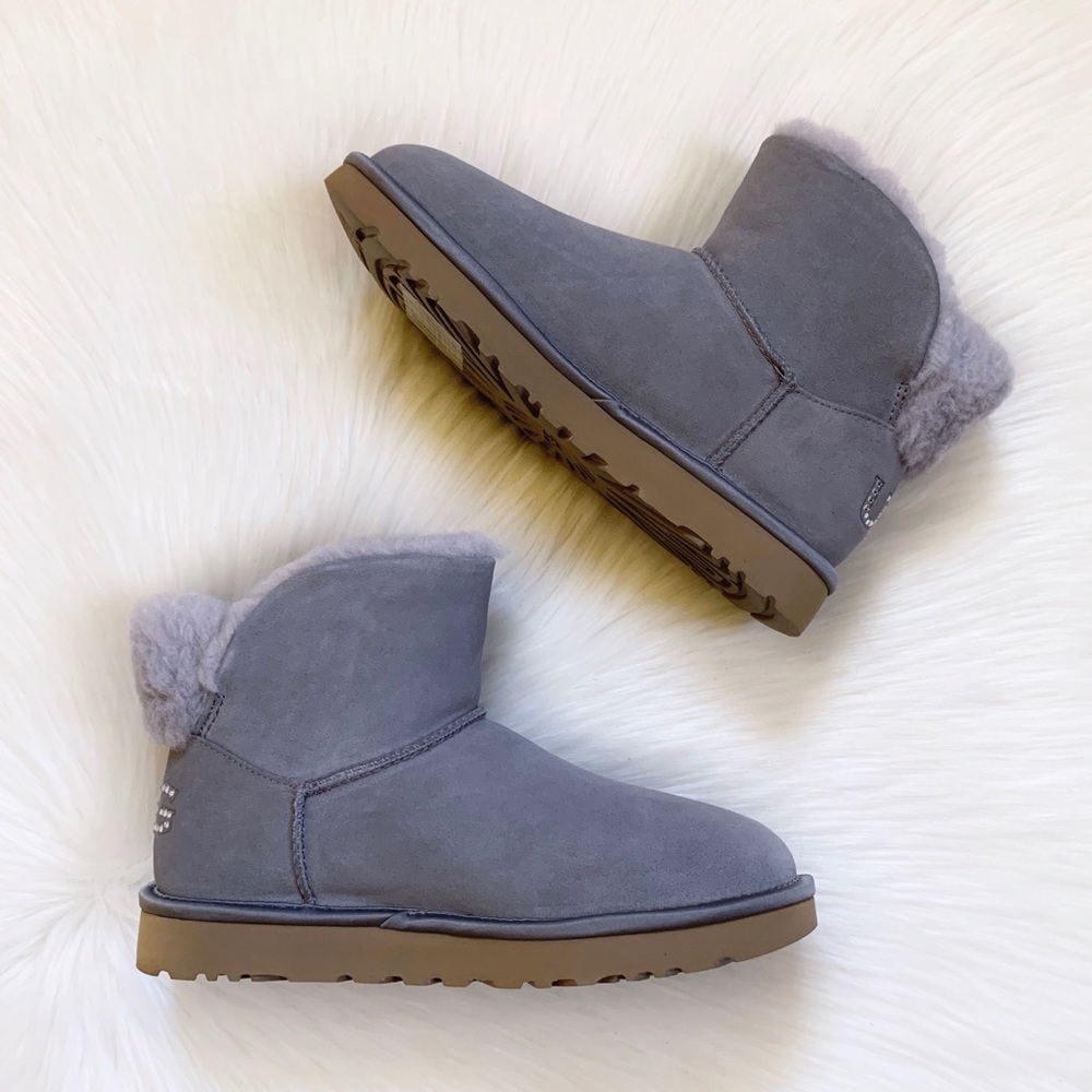 UGG Classic Bling Mini Grey Boots - Picture 3 of 6